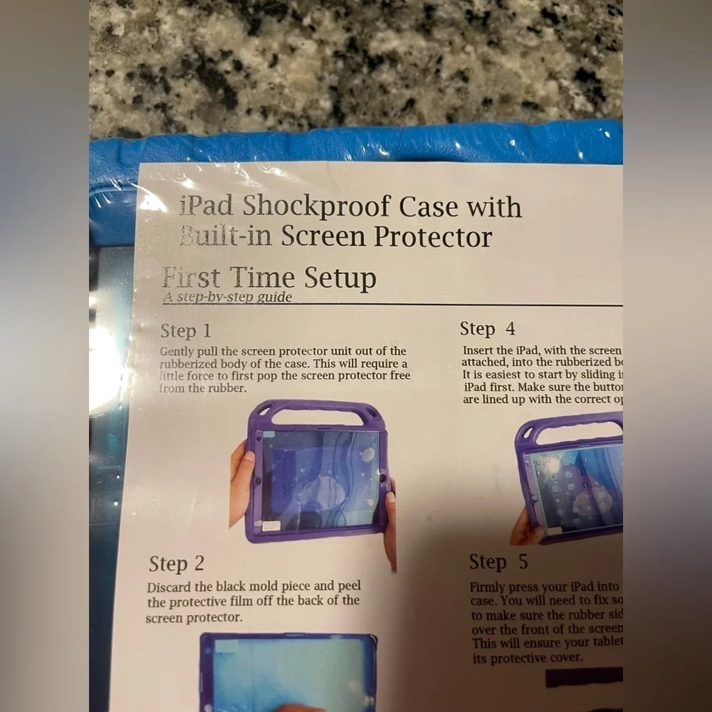 Blue iPad Shockproof Case with Screen Protector